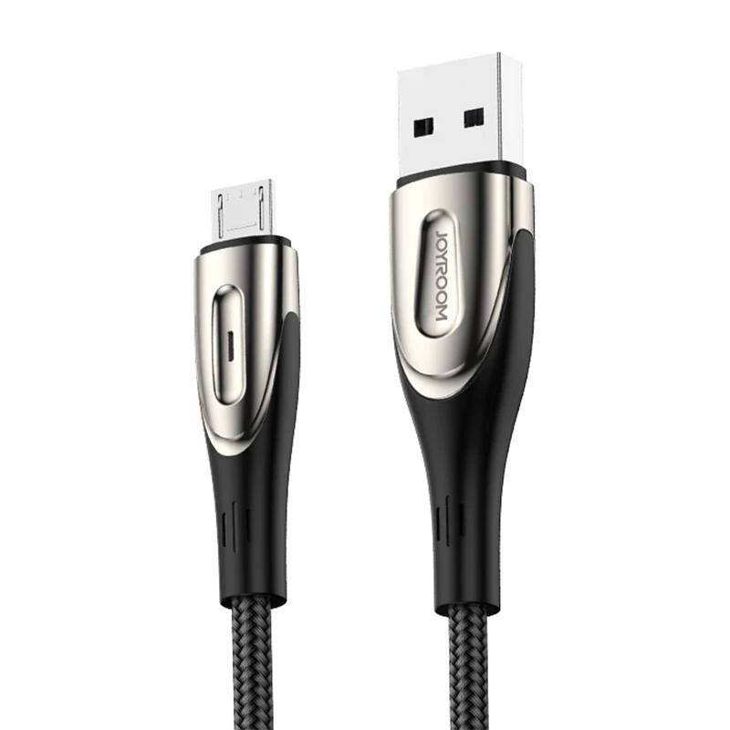 Joyroom S-M411 Micro-USB Ladekabel, 3A, 2m, Schwarz, Nylon-Ummantelung