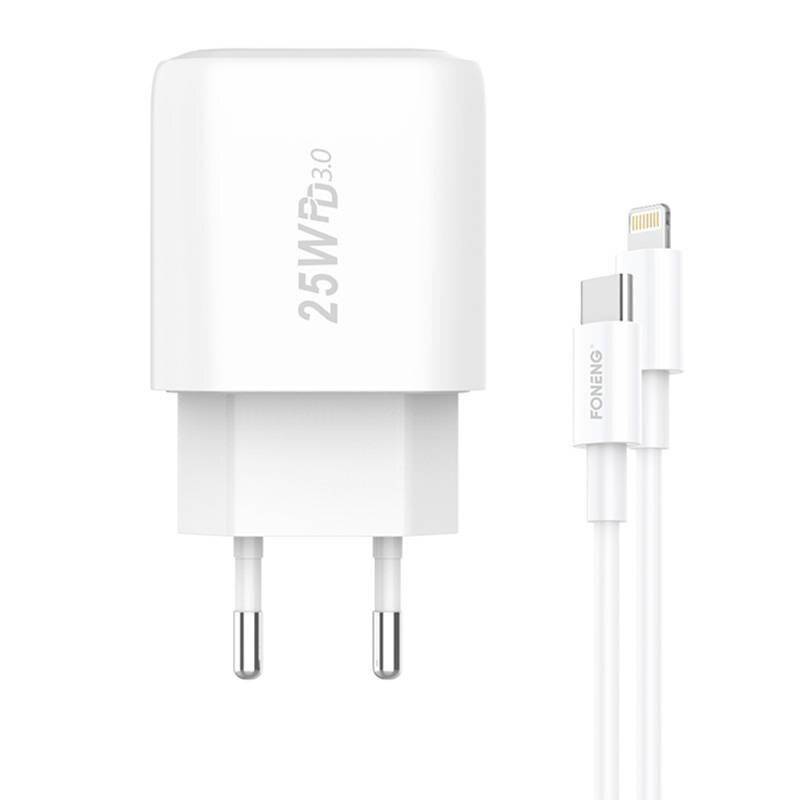 Schnellladegerät Foneng 1x USB EU40 25W + USB C zu Lightning Kabel