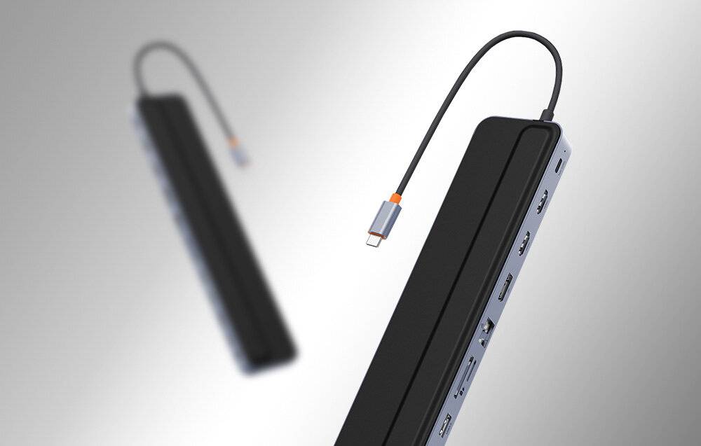 Hub 12w1 Baseus EliteJoy Gen2 Serie USB-C do 2xHDMI+ 3xUSB 3.0+ PD+ DP+ SD/TF+ RJ45+Type-C+ 3.5mm