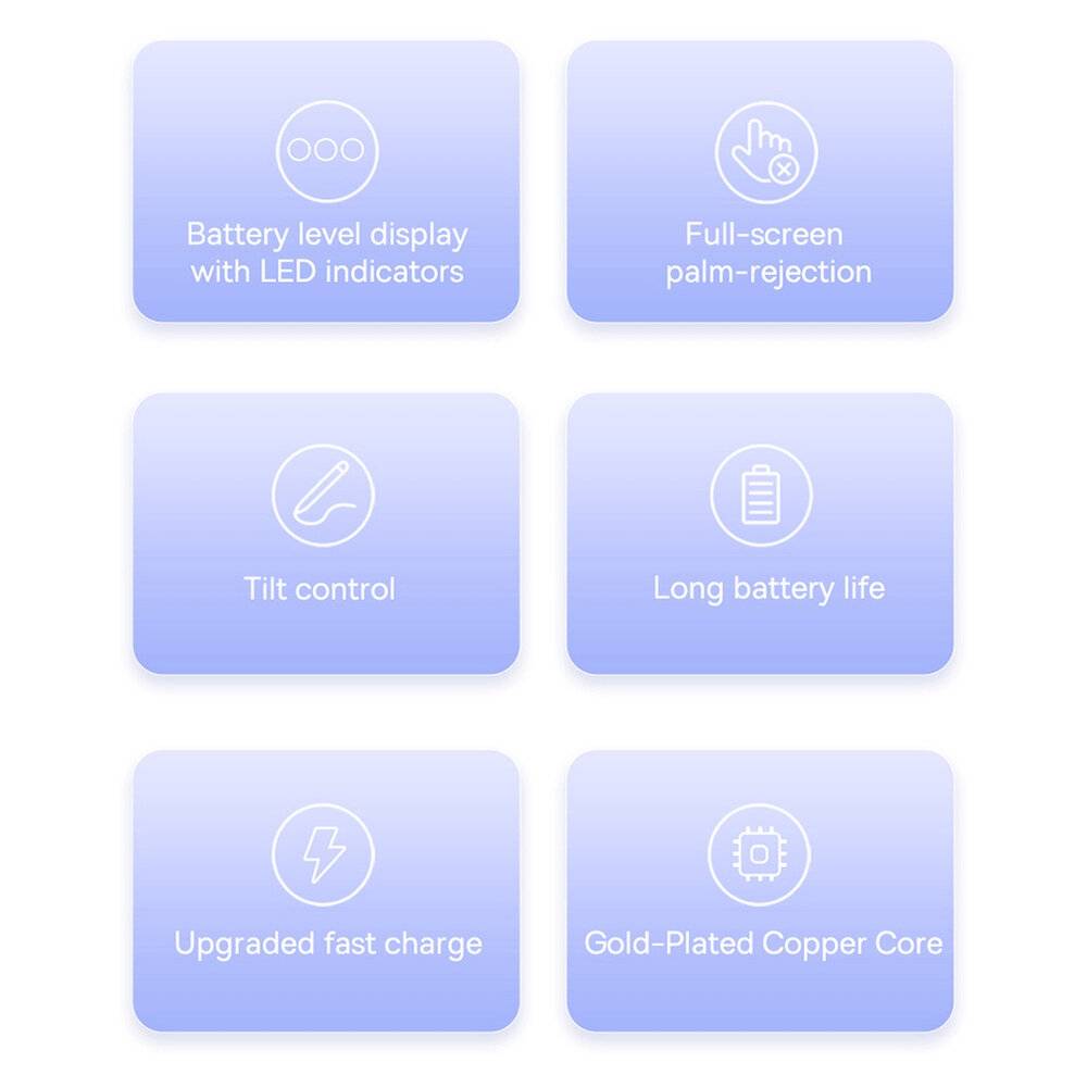 Akkustandsanzeige mit LED-Indikatoren, vollbildschirmweite Handballenerkennung, Neigungssteuerung, lange Akkulaufzeit, verbesserte schnelle Aufladung, vergoldeter Kupferkern.