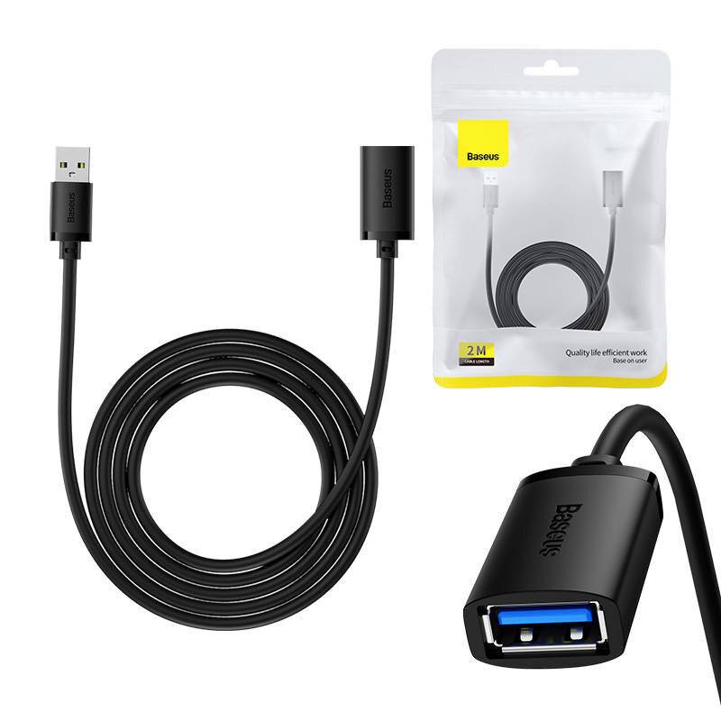 USB 3.0 Verlängerungskabel Baseus Stecker auf Buchse, AirJoy Serie, 2m (schwarz)
