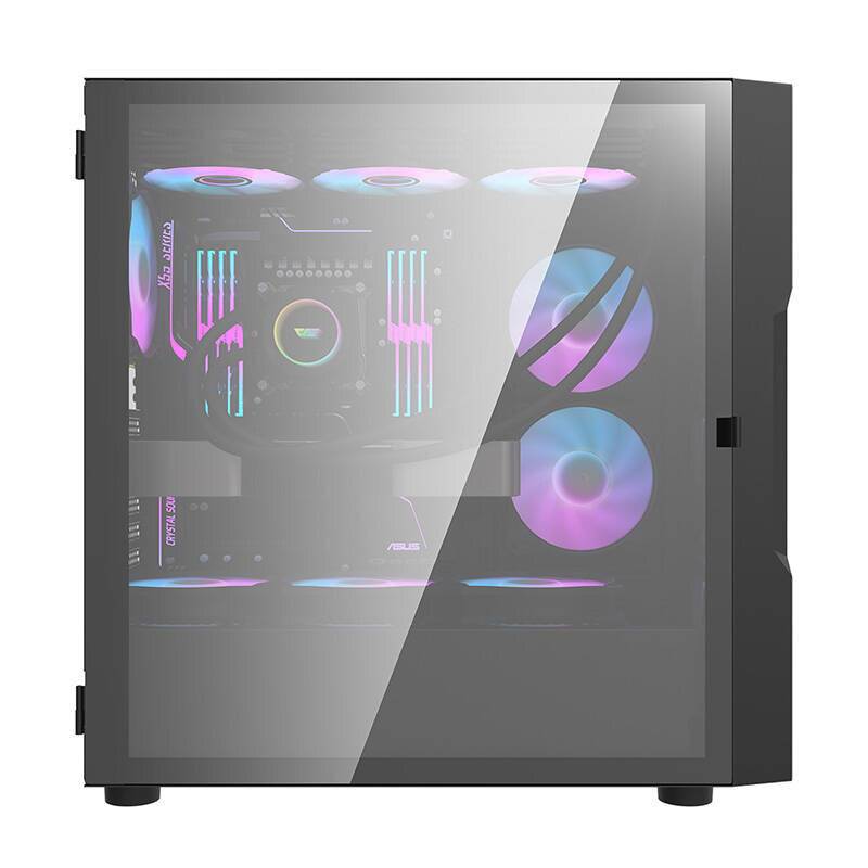 Darkflash DK431 Glas-Computergehäuse (schwarz) + 4 RGB-Lüfter