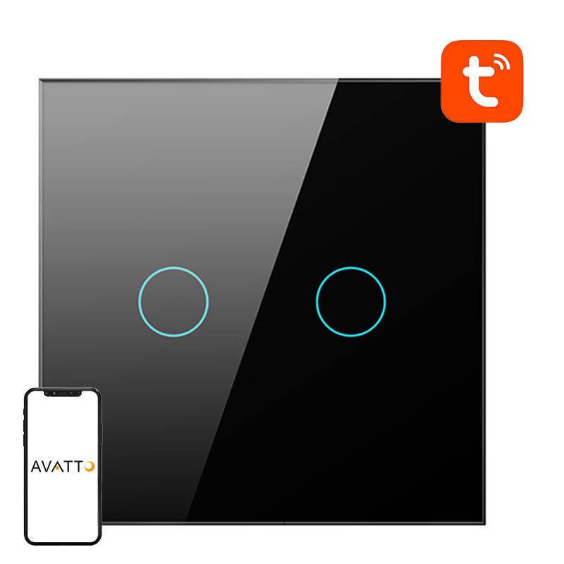 Smart Light Switch WiFi Avatto TS02-EU-B2 2 Wege (schwarz)
