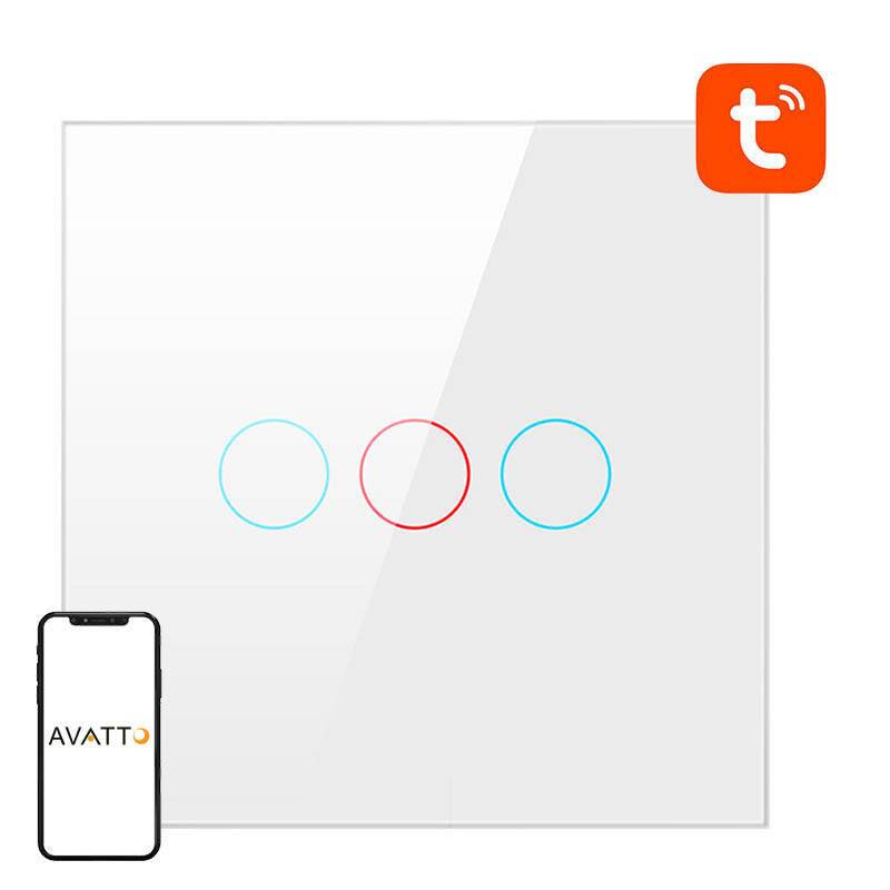Smart Light Switch WiFi Avatto TS02-EU-W3 3 Wege TUYA (weiß)