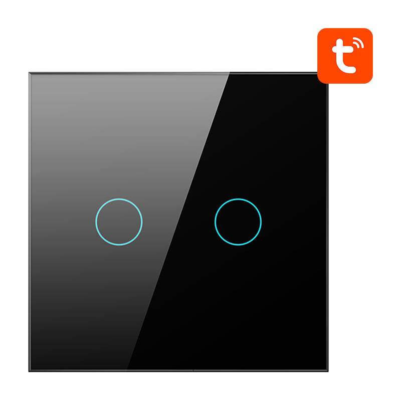 Intelligenter Lichtschalter ZigBee Avatto ZTS02-EU-B2 2 Way TUYA (schwarz)