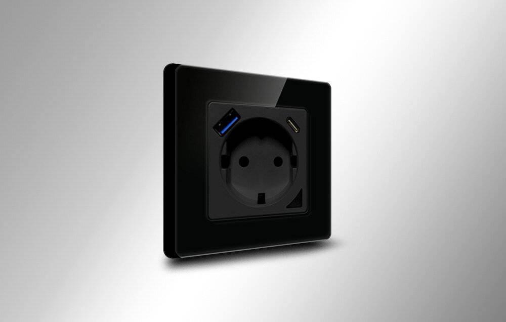 Smart WiFi Wandsteckdose Avatto N-WOT10-USB-B TUYA USB USB-C (schwarz)