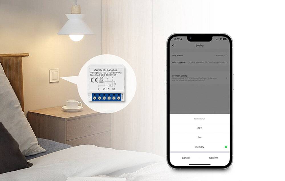 Smart Switch Modul ZigBee Avatto ZWSM16-W1 TUYA