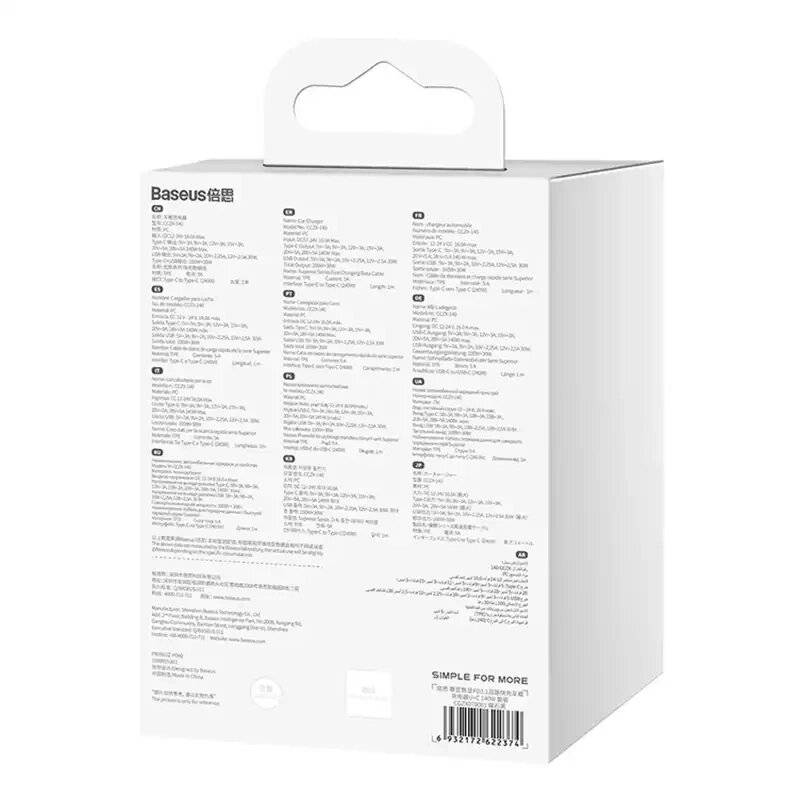 Autoladegerät Baseus Superme, USB, USB-C, 140W (schwarz)