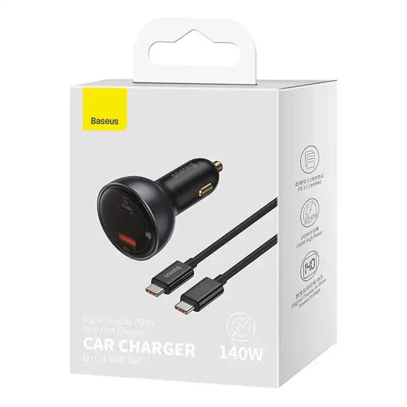 Autoladegerät Baseus Superme, USB, USB-C, 140W (schwarz)