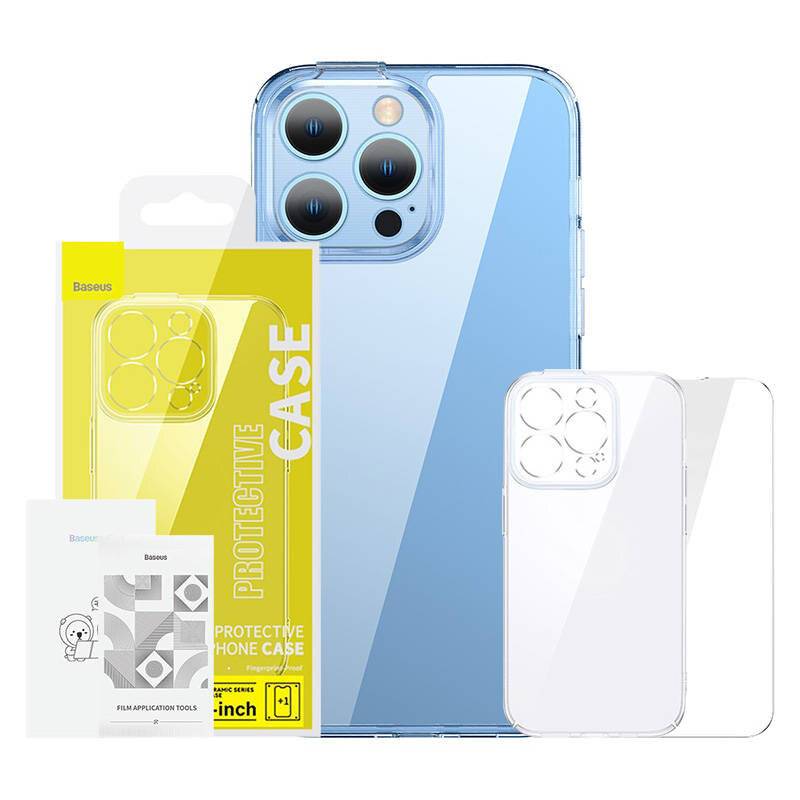 Baseus SuperCeramic Transparentes Glas Etui und gehärtetes Glas Set für iPhone 14 Plus