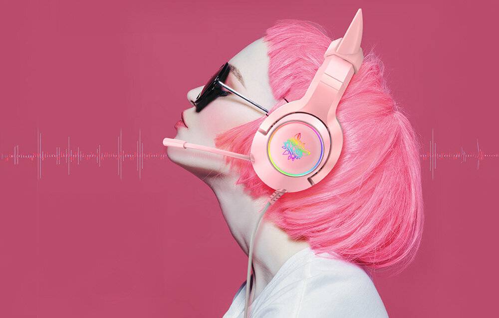 ONIKUMA K9 Rosa RGB Gaming-Kopfhörer