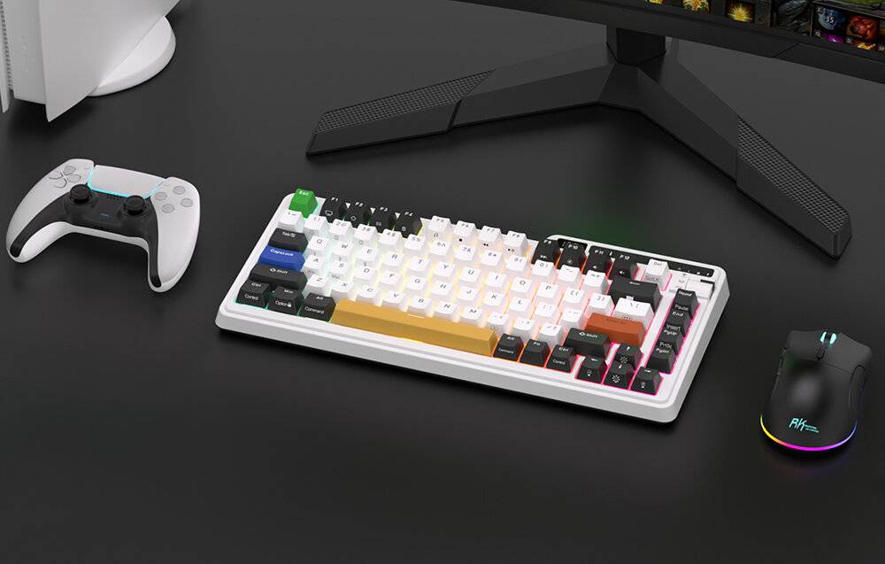Kabellose mechanische Tastatur Royal Kludge KZZI K75 pro RGB, Moment Switch (schwarz und weiß)
