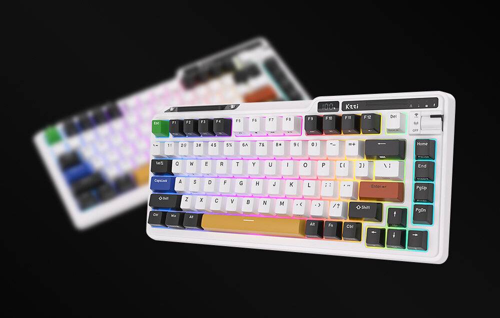 Kabellose mechanische Tastatur Royal Kludge KZZI K75 pro RGB, Moment Switch (schwarz und weiß)