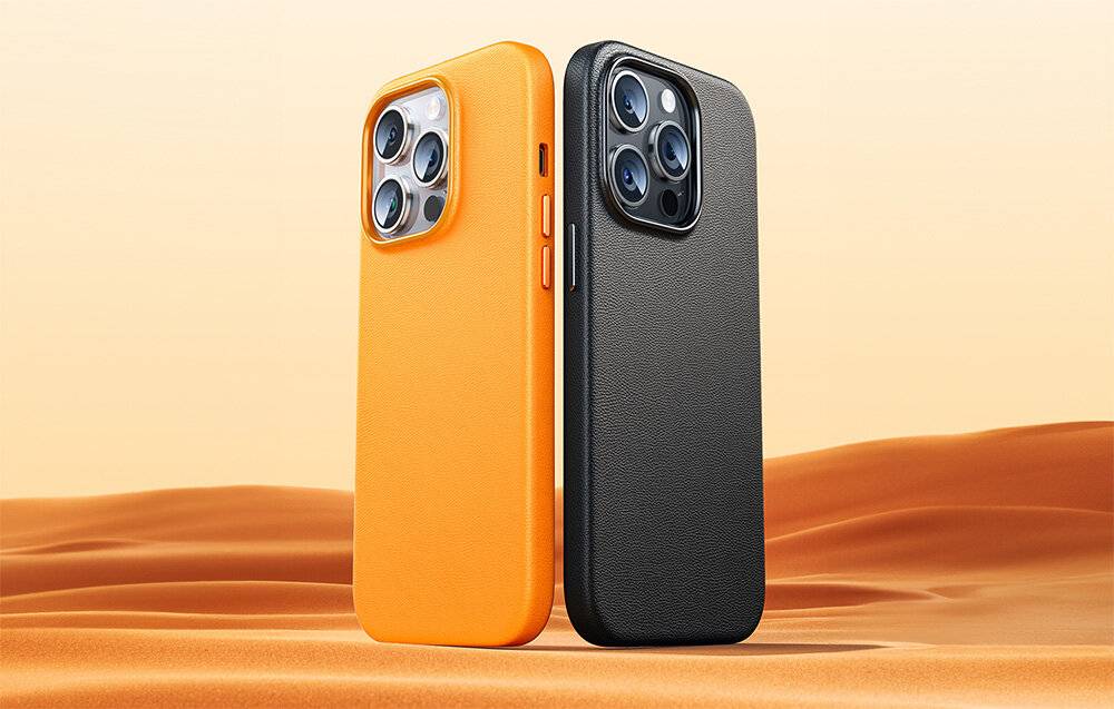 Handytasche für iPhone 15 Pro Baseus Fauxther Series (Schwarz)