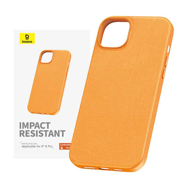 Handytasche für iPhone 15 ProMax Baseus Fauxther Series (Orange)