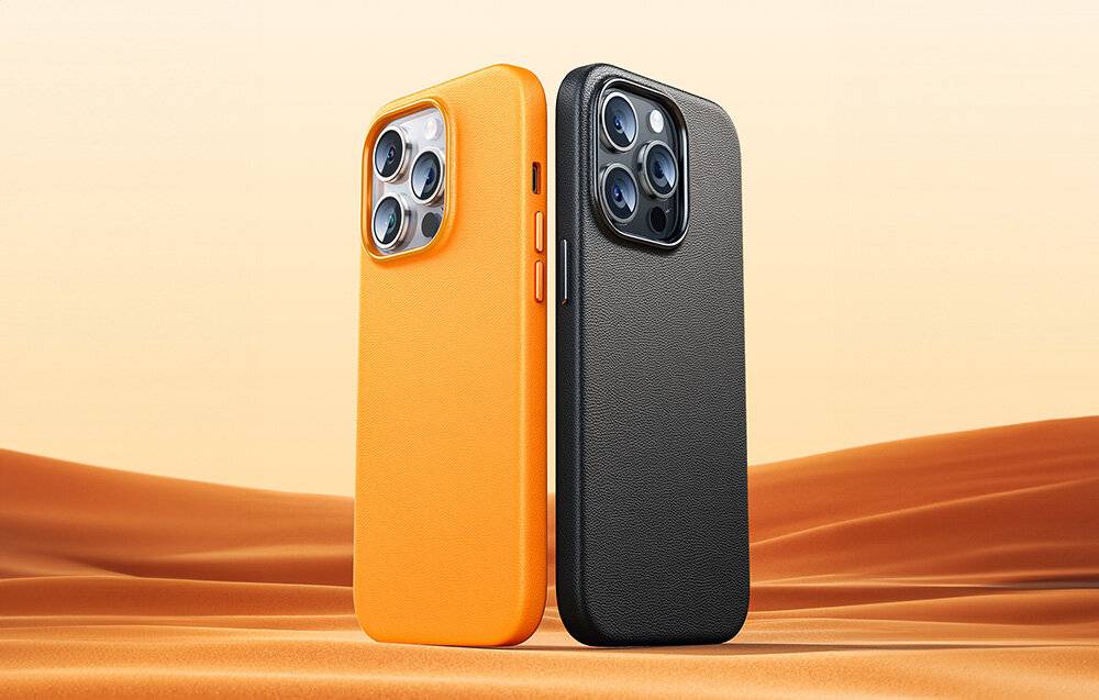 Handytasche für iPhone 15 ProMax Baseus Fauxther Series (Orange)