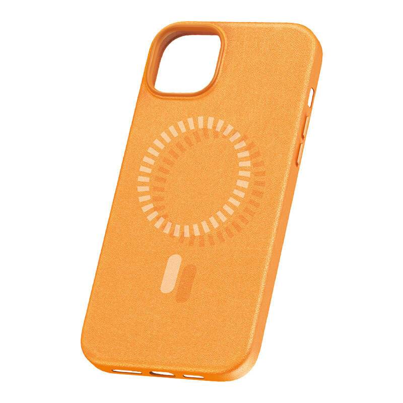 Magnetische Handyhülle für iPhone 15 Plus Baseus Fauxther Series (Orange)