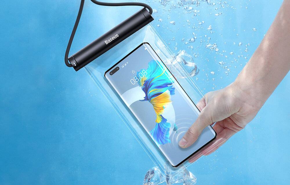 Wasserdichte Handytasche Baseus AquaGlide mit zylindrischem Schiebeverschluss (schwarz)