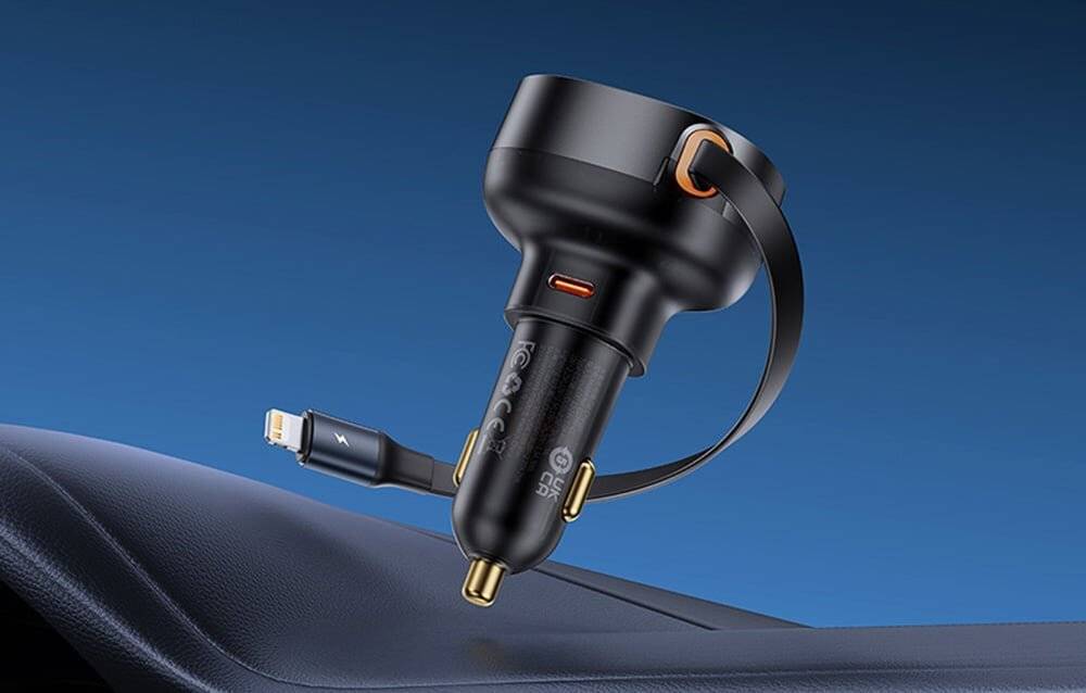 Autoladegerät Baseus Enjoyment Pro mit Lightning-Kabel + USB-C , 55W (schwarz)