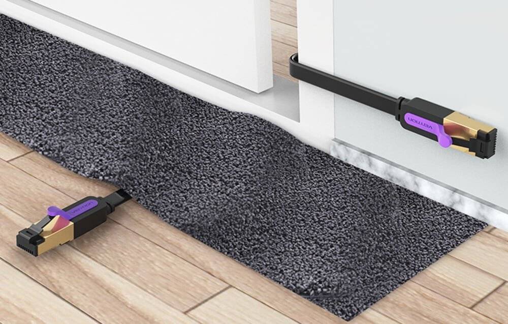 Flaches Netzwerkkabel UTP CAT7 Vention ICABJ RJ45 Ethernet 10Gbps 5m Schwarz