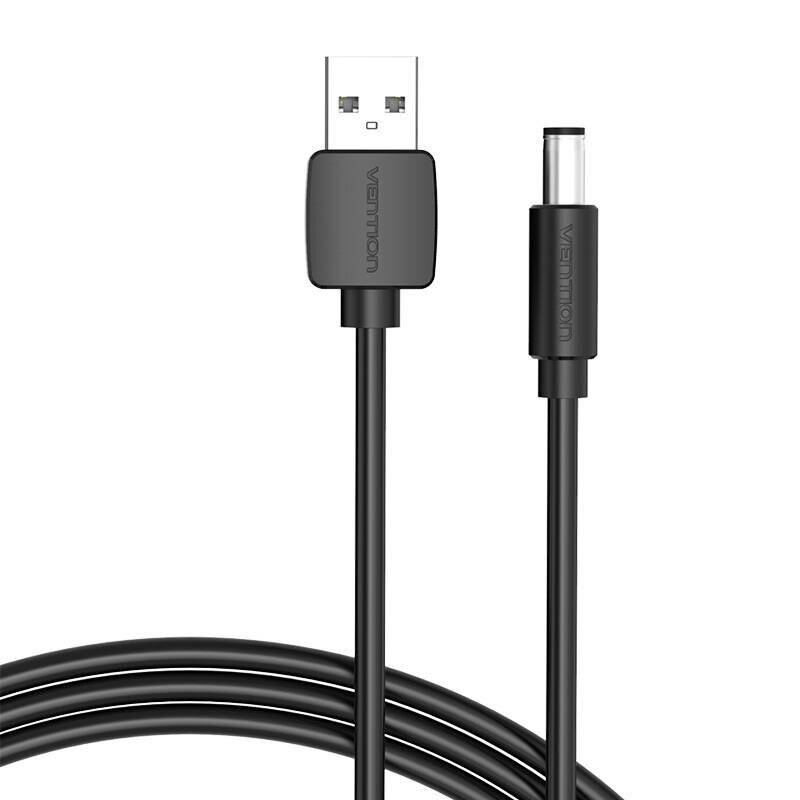 Stromkabel USB 2.0 zu DC 5.5mm Klinke 5V Vention CEYBF 1m (schwarz)