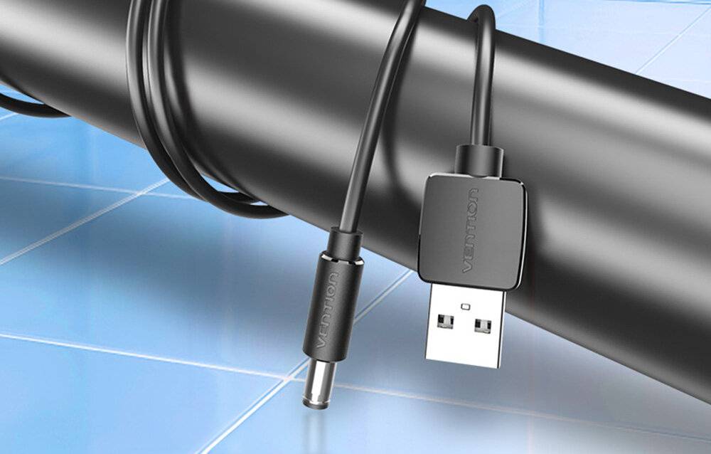 Stromkabel USB 2.0 zu DC 5.5mm Klinke 5V Vention CEYBF 1m (schwarz)