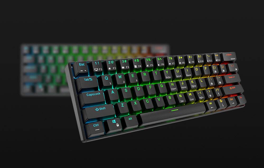 Mechanische Tastatur Royal Kludge RK61 RGB, roter Schalter (schwarz)