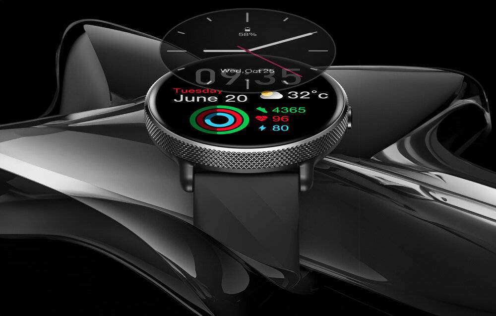 Smartwatch mit 1,43" AMOLED Display, Edelstahlgehäuse, Bluetooth-Telefonie, Silber