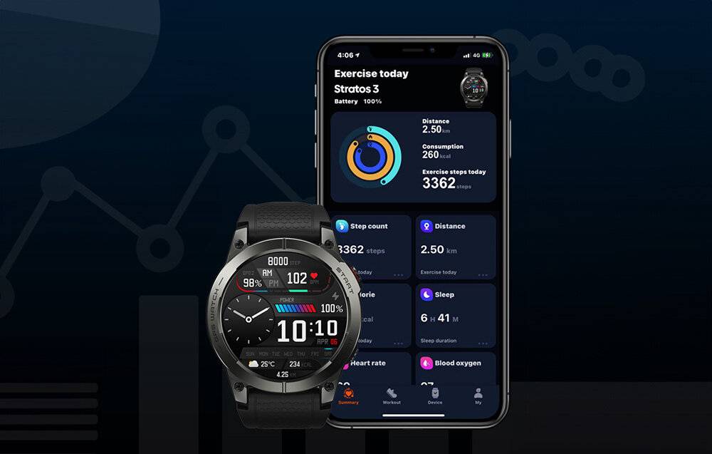 Smartwatch Zeblaze Stratos 3 (Schwarz)