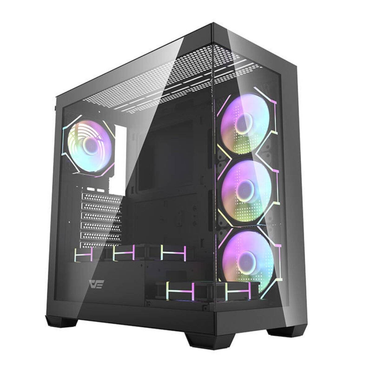 Darkflash DS900 Computergehäuse (schwarz) + 7 ARGB-Lüfter