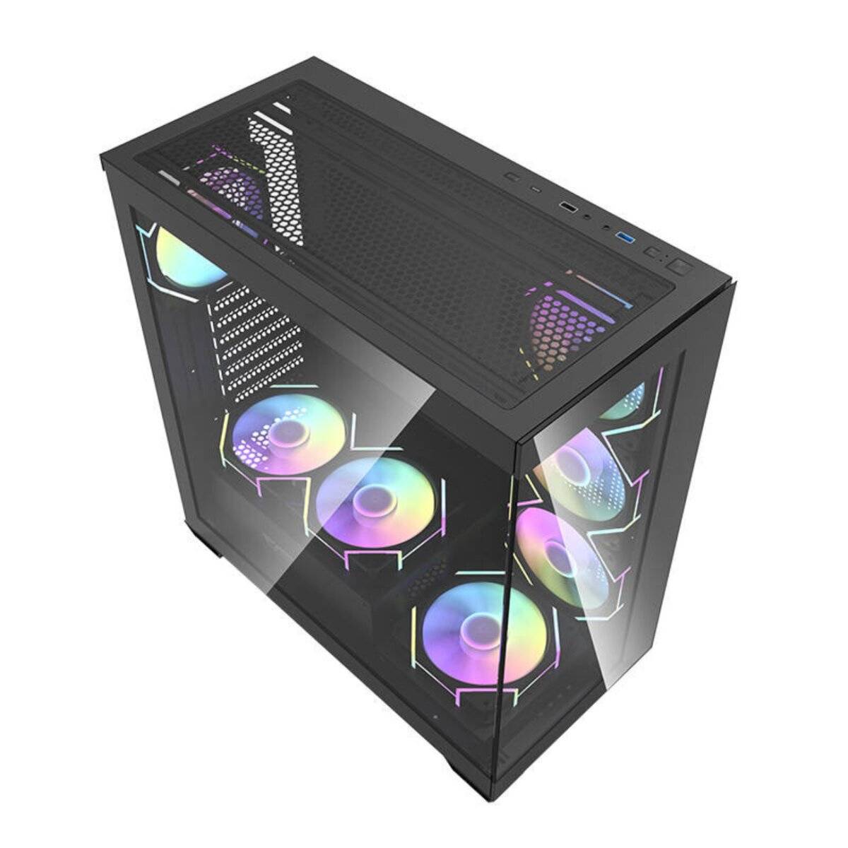 Darkflash DS900 Computergehäuse (schwarz) + 7 ARGB-Lüfter