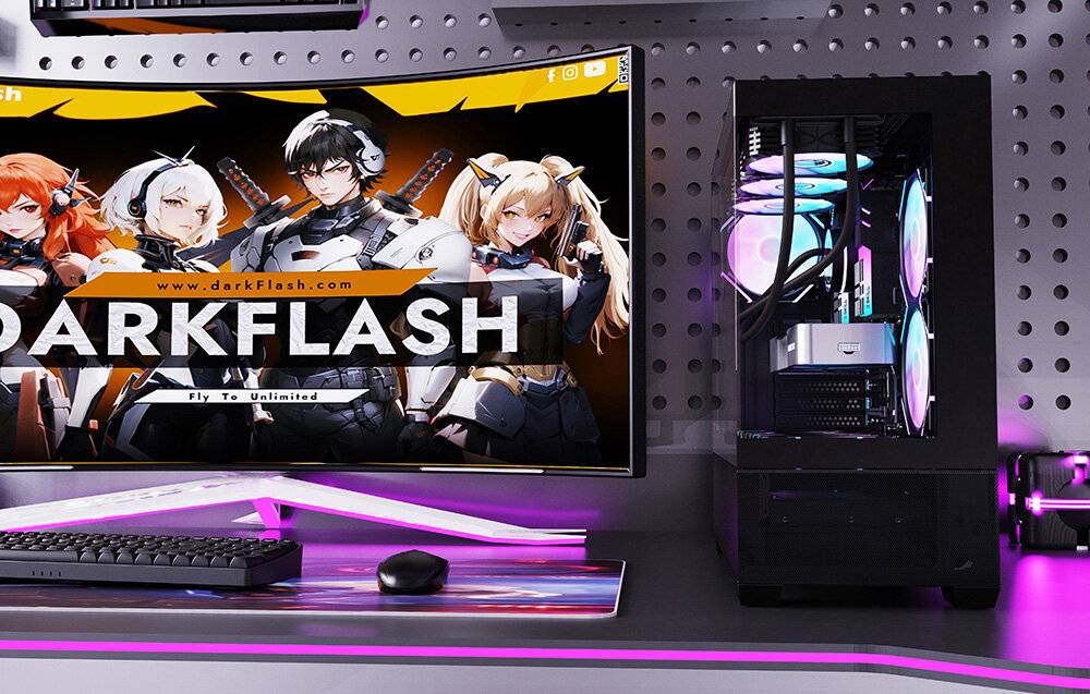 Darkflash DS900 AIR Computergehäuse (schwarz) + 6 ARGB-Lüfter