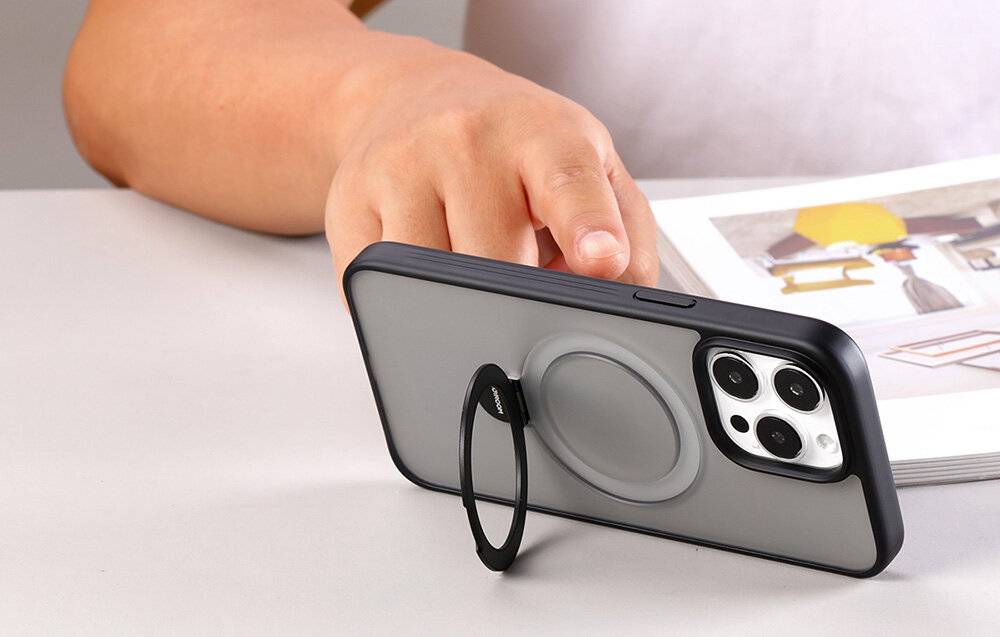 Magnetische Handy-Schutzhülle mit Halterung Joyroom JR-BP004 für iPhone 15 Pro (schwarz)