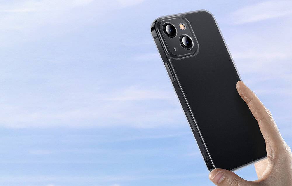 Baseus Frosted Glass Case für iPhone 13 Pro (schwarz) + gehärtetes Glas