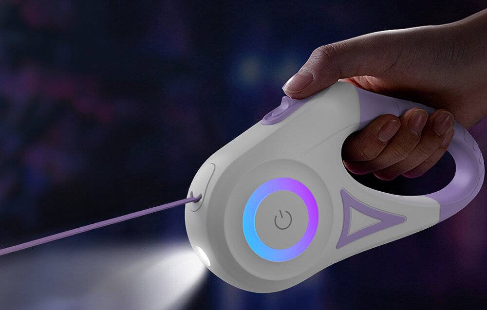 Rojeco Automatische Hundeleine LED 5 m (lila)
