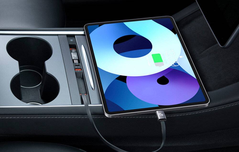 Hub Baseus T-Space mit USB-C auf USB-C Kabel für Tesla Cars (schwarz)