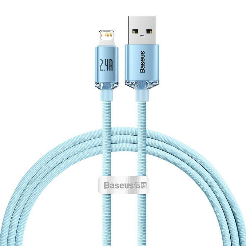 Kabel USB do iP Baseus Kristallglanz, 2,4A, 1,2m (niebieski)