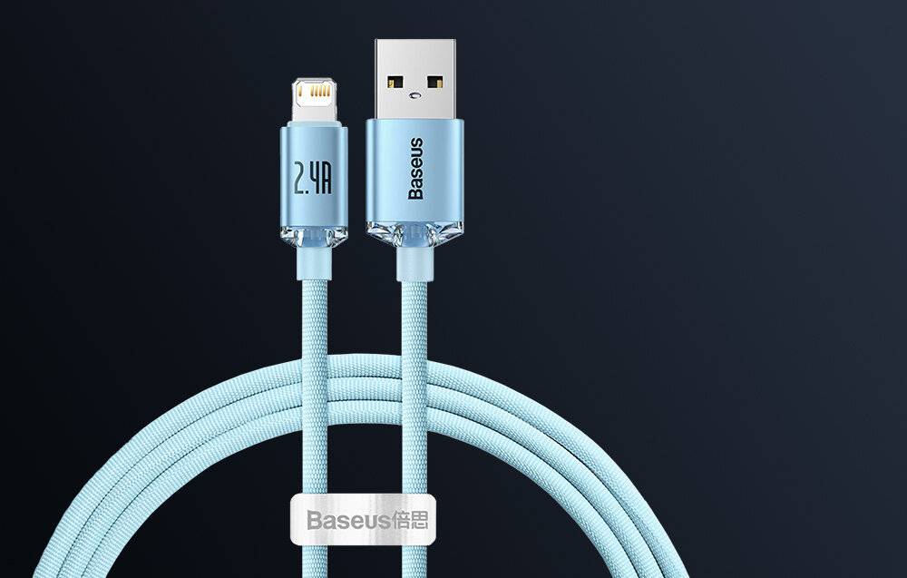 Kabel USB do iP Baseus Kristallglanz, 2,4A, 1,2m (niebieski)