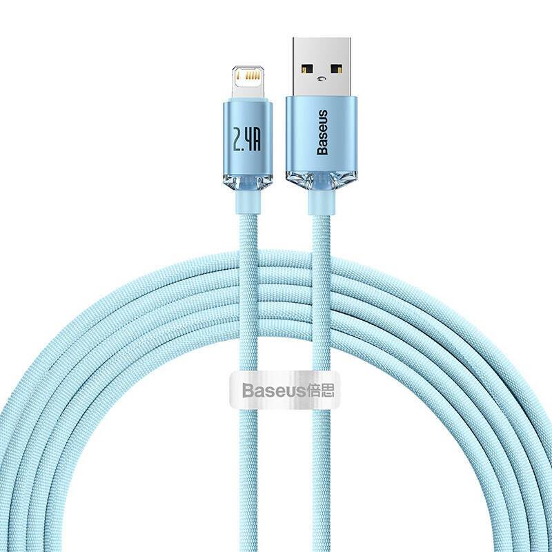 Kabel USB do iP Baseus Kristallglanz, 2,4A, 2m (niebieski)