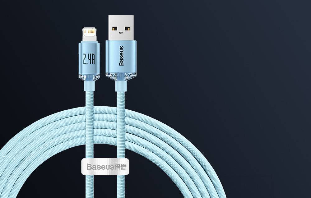 Kabel USB do iP Baseus Kristallglanz, 2,4A, 2m (niebieski)