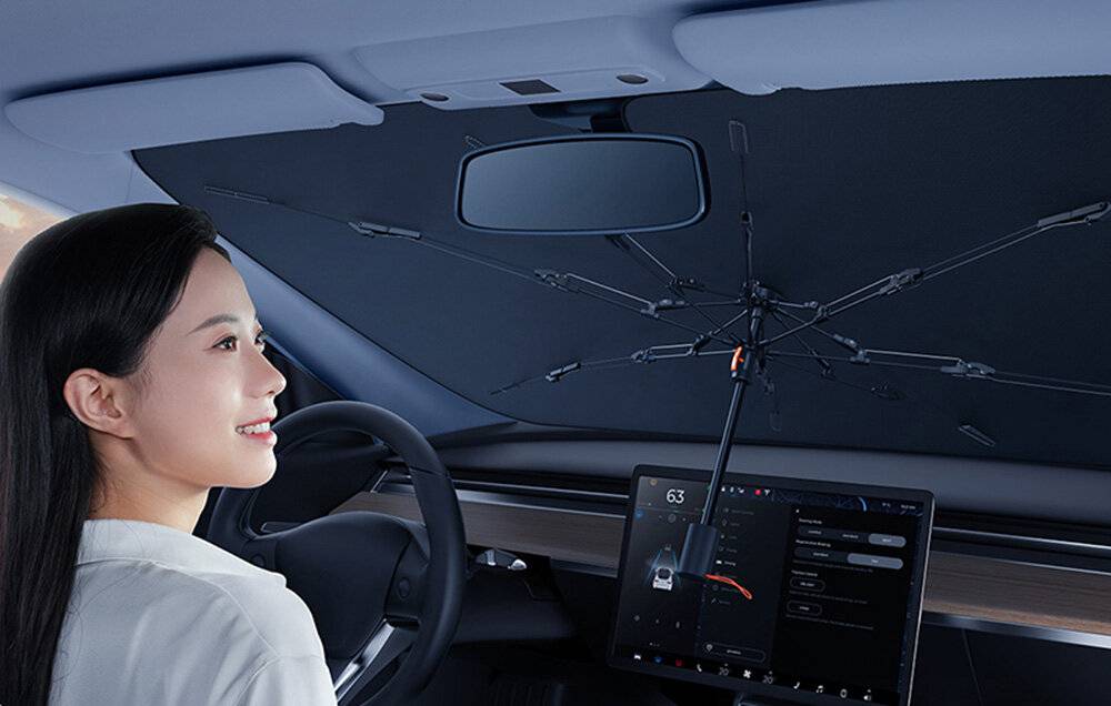 Windschutzscheibe Sonnenschirm Regenschirm Baseus CoolRide (schwarz)