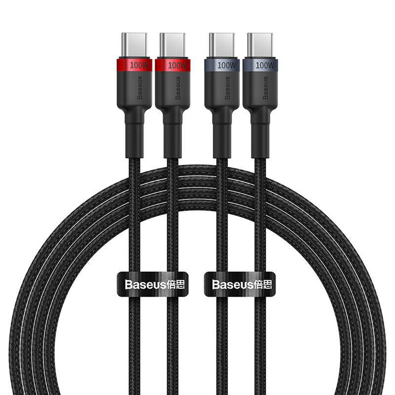 Kabel Baseus Cafule USB-C auf USB-C 100W, 2m, 2psc (Rot Schwarz, Grau Schwarz)