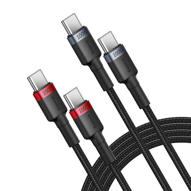 Kabel Baseus Cafule USB-C auf USB-C 100W, 2m, 2psc (Rot Schwarz, Grau Schwarz)