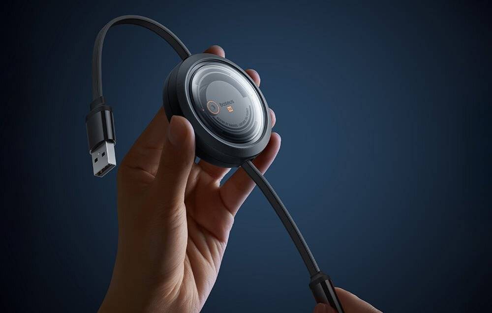 Schnellladekabel 3in1 Baseus Free2Draw, USB zu micro USB+USB-C+Blitz, 3.5A, 1.1m (schwarz)