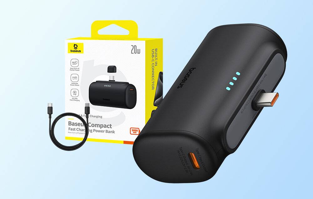 Powerbank Baseus Compact 5000mAh, 20W, USB-C (czarny)
