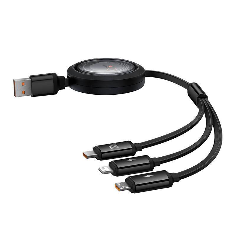 3-in-1 Baseus Free2Draw USB zu M+L+C 100W Kabel, 1,1 m (schwarz)