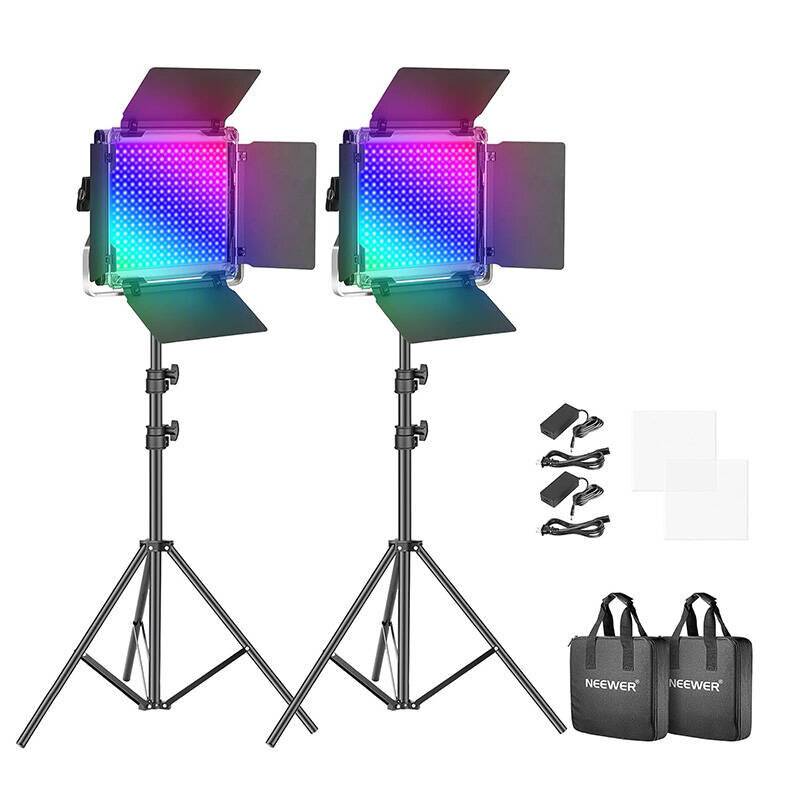 Neewer 660 PRO RGB LED Studio Set, zwei 50W 3200-5600K Lampen + Stative + Gates
