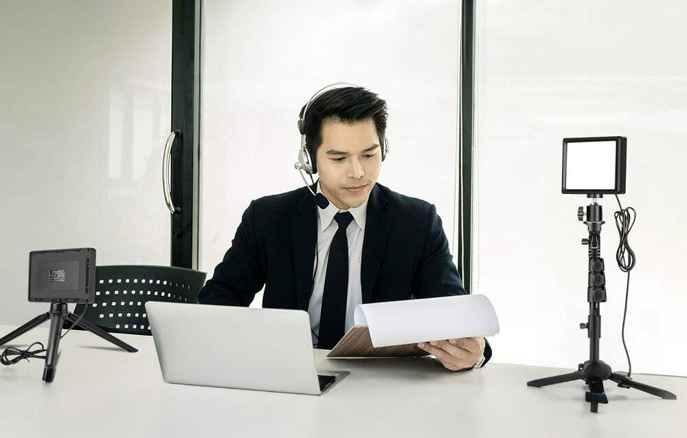 NEEWER Videolicht Set Stativ Ständer dimmbares Kamera Licht für Tisch Videokonferenz YouTube