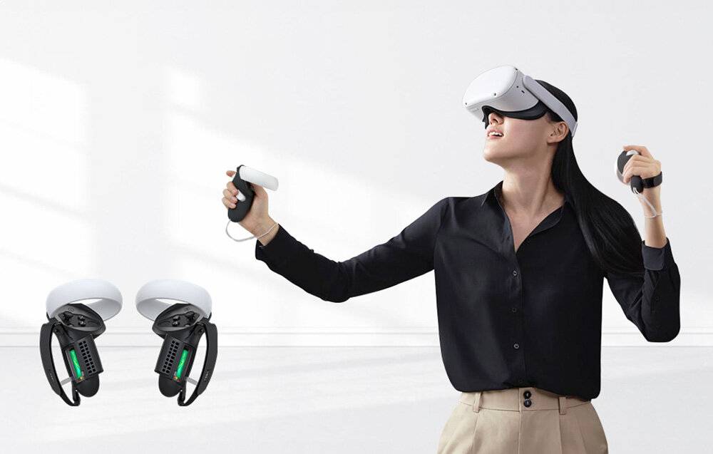 Controller-Griff mit Batteriefach Kiwi Design Q1 PRO-2.2 für Meta Quest 2 Schwarz