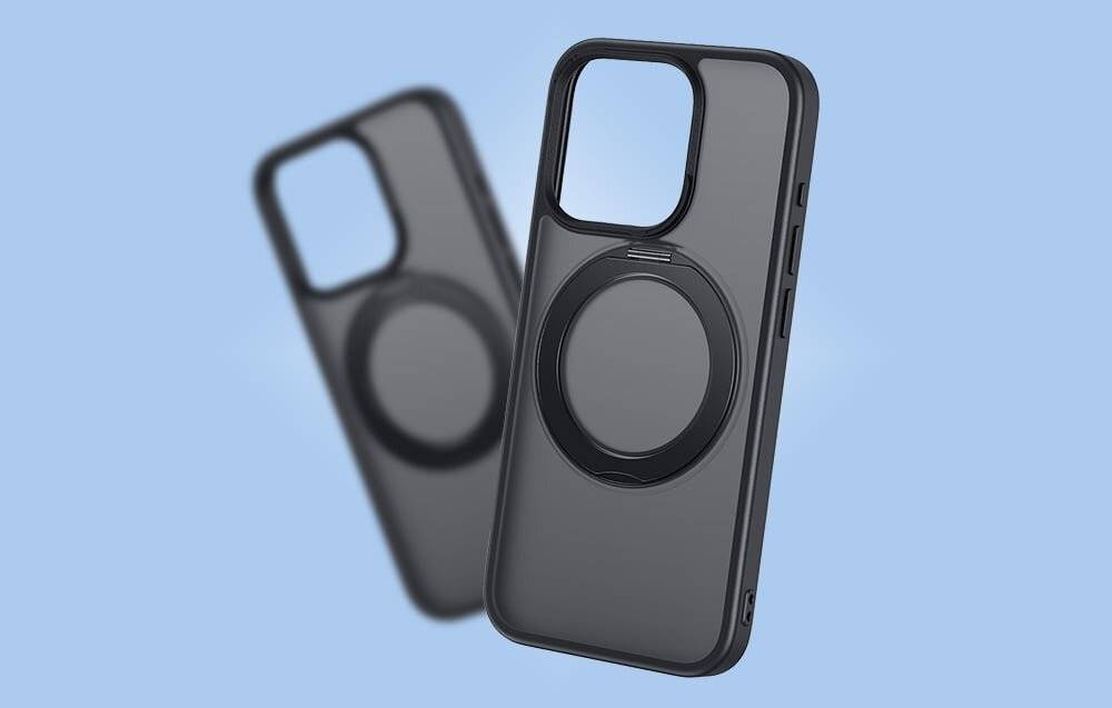 Handytasche Baseus SkyRing Magnetic Ständer iP 15 Pro + gehärtetes Glas Reinigungskit schwarz